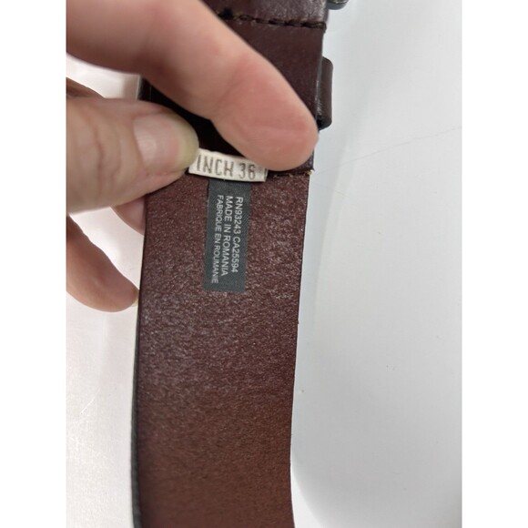 Vintage DIESEL Belt Mino01 Brown Buffalo Leather Logo Buckle Brass Size 36 - Picture 5 of 5